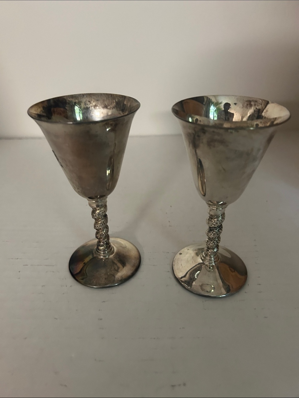 Silver-Tone Decorative Goblet Pair - Classic Home Dining Accent Set of 2
